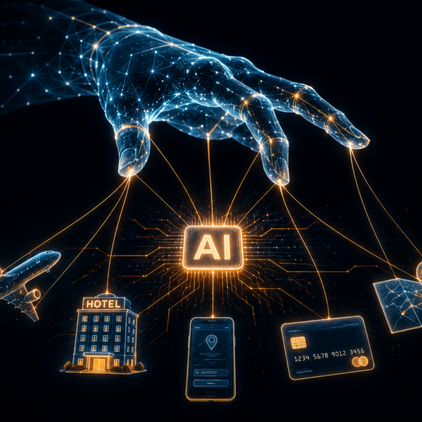 Digital hand manipulating travel elements